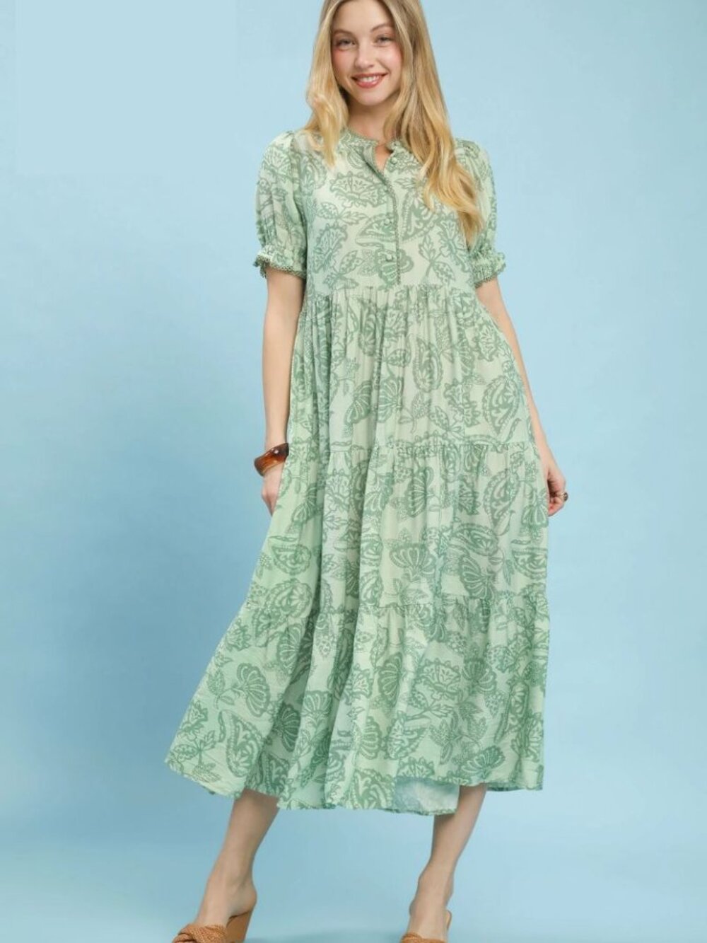 Umgee Paisley Print Tiered Midi Dress🛍️